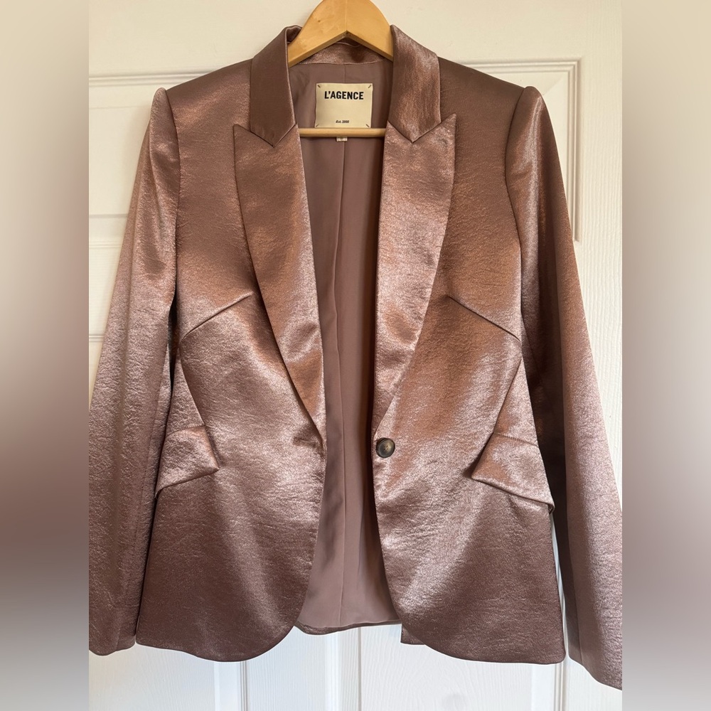 L'AGENCE Women's Shimmering Blazer - Copper/rose hues